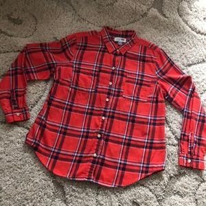 Brushed flannel plaid shirt